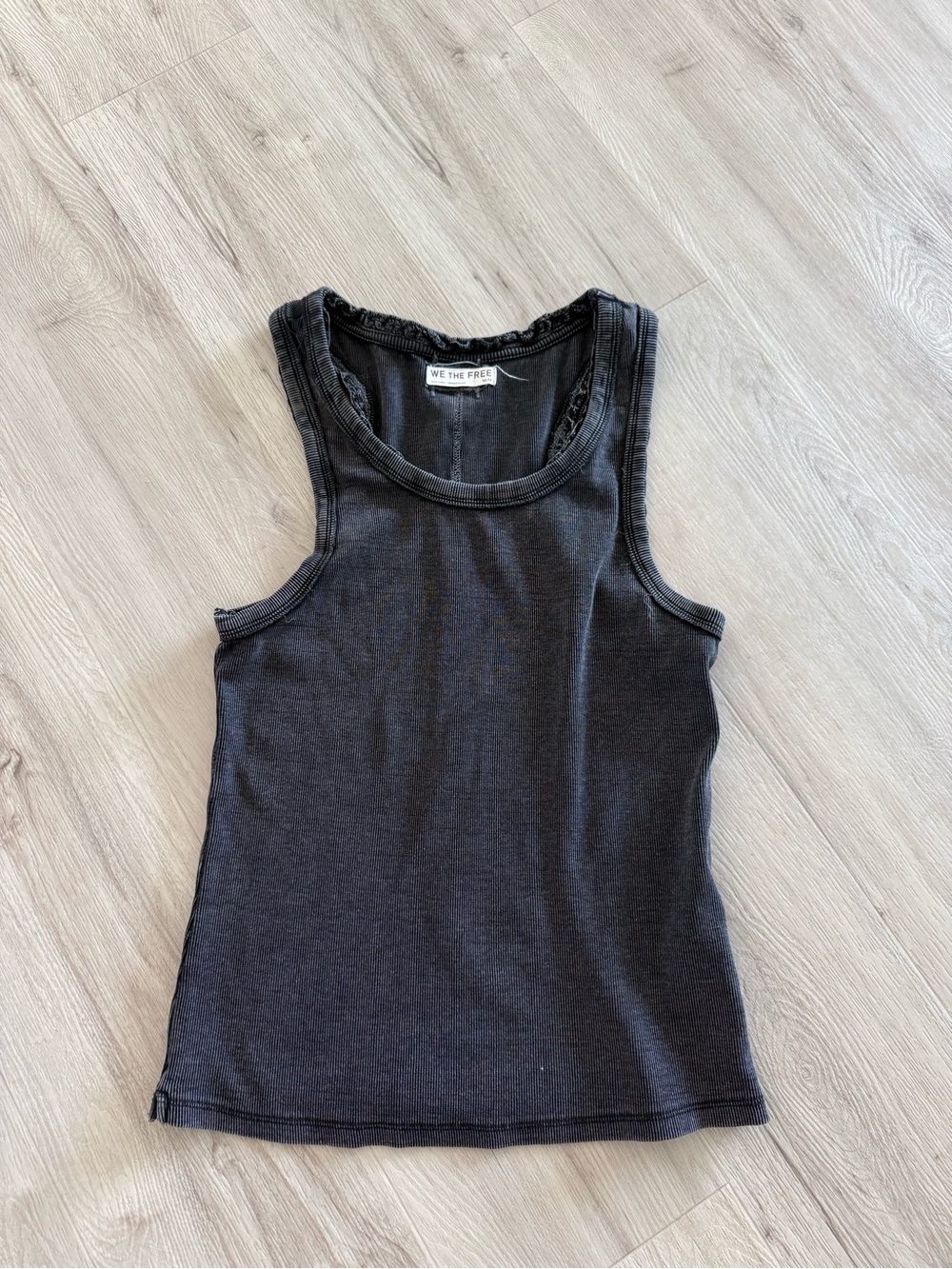 We The Free Black Ribbed Scoop Tank